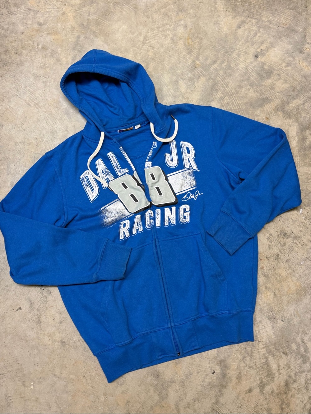 Nascar Royal Blue Zip-Up Racing Hoodie with White Drawstrings